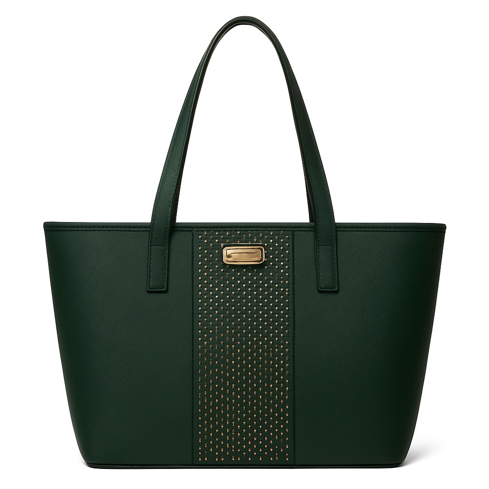 Michael Kors Green with Gold Studded Accents Shoulder Bag Purse